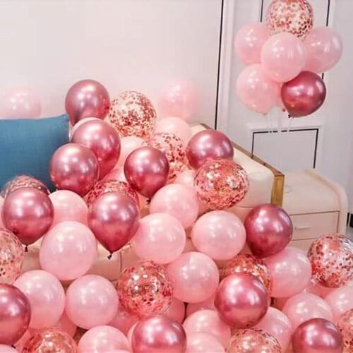 50pcs Pink Pastel Latex Balloons Rose Gold Confetti Ballon Baby Shower Wedding Birthday Party Decoration Chrome Metallic Globos