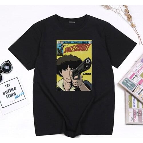 90s Japanese Anime Cowboy Bebop Tshirt Cowboy Staroust Live on Mars Today Printed T Shirt Casual Loose Fashion Summer Unisex Tee