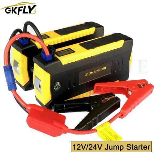 GKFLY Car Jump Starter 24V 12V Starting Device 600A Super Power Bank Auto Start Battery Lithium Polymer Booster Jumper Cables