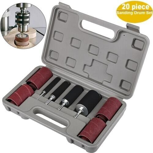 Drum Sander Dremel Kit Sanding Belt Grit 80 120 Sandpaper Long Short with Spindle Case for Drill Press Rotary Woodworking Tool