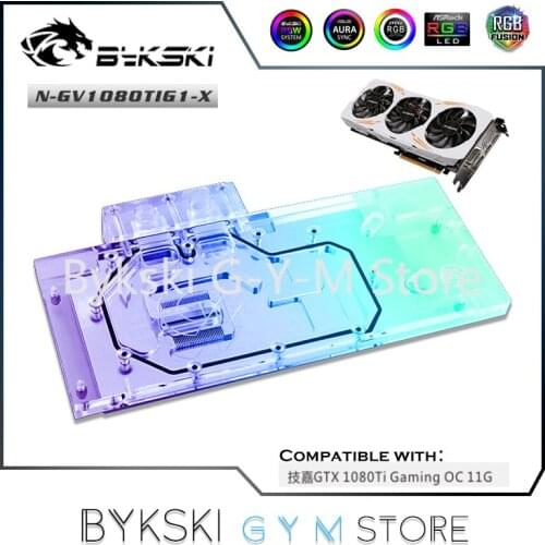 Bykski GPU Water Block For VGA Gigabyte GTX1080Ti Gaming OC 11G Graphics Card Water Cooling,5V/12V M/B SYNC,N-GV1080TIG1-X