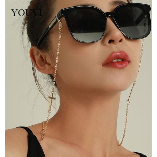 YOUVI Goth Iron Cuban Chain Long Necklace/Glasses Fashion Neck Strap Metal Glasses Chain Women Jewelry Accessories Mask Chain