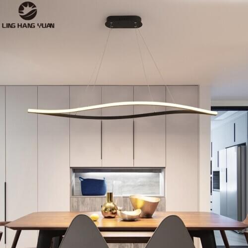 Black&White Modern Led Pendant Light 120CM 100CM Ceiling Pendant Lamp for Dining room Kitchen Living room Office Hanging Lamps