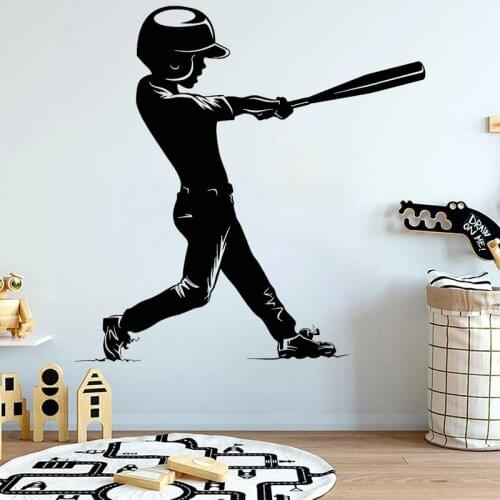 Kids Bedoom Stickers Baseball Boy Vinyl Wall Decal Childs Room Decoration Funny Personalited Sport Murals Removable O135