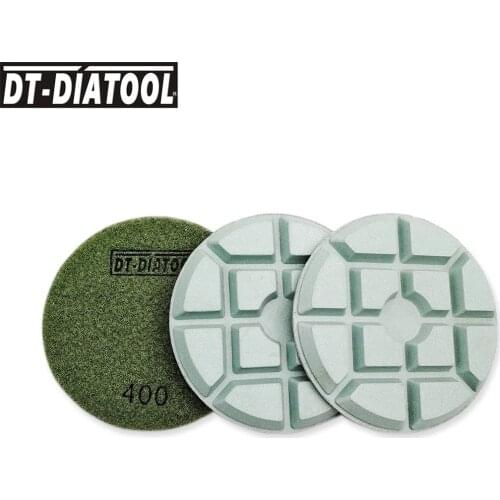 DT-DIATOOL 3pcs Dia 100mm/4" Diamond Concrete Polishing Pads Resin Bond Repairing For Terrazzo Concrete Floor Grit#400