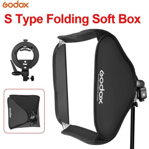GODOX Foldable Softbox Kit with S Type Bracket Stable Bowens Flash Bracket Mount for Camera Flashes