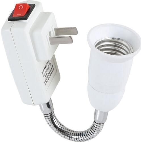 Hot E27 Socket Adapter with On/Off Switch to US Plug,Flexible Extension Lamp Bulb Holder Converter