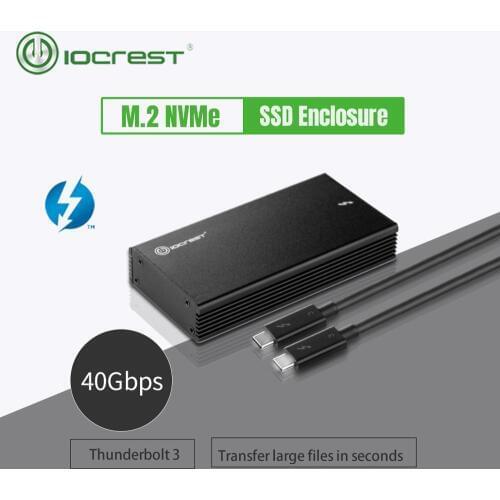 IOCREST Thunderbolt Certified Enclosure 3 40gbps M.2 NVME SSD for Laptop Desktop