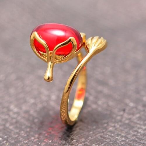 Ethiopian Red stone Money beast Gold Color Rings for Women Trendy African Arab Ring Middle East Jewelry Charm Party Wedding Gift