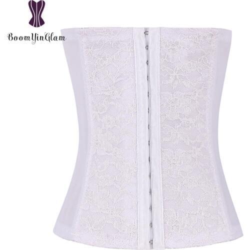 884 Free shipping front 3 hooks steel boned waist trainer floral lace waist cincher underbust corset