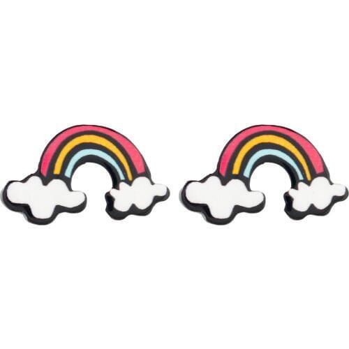 Colorful Earrings for Girls Women Children Kids Cute Earrings Rainbow Ear Studs Pendientes Mujer Moda 2018 Korean Oorbellen