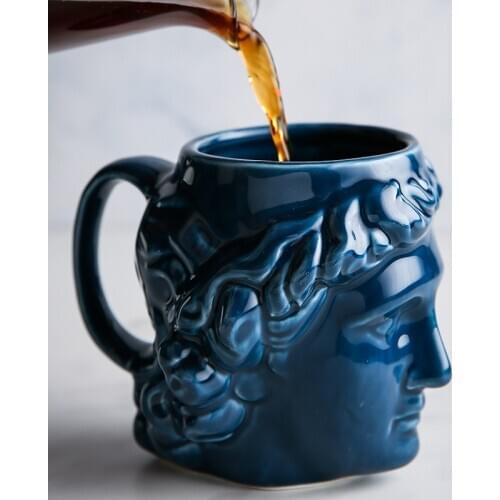 Creative Ceramic Mug Milk Coffee Cup Ancient Greek Apollo David Head Large-Capacity Sculpture Cup Teacup Desktop Decoration