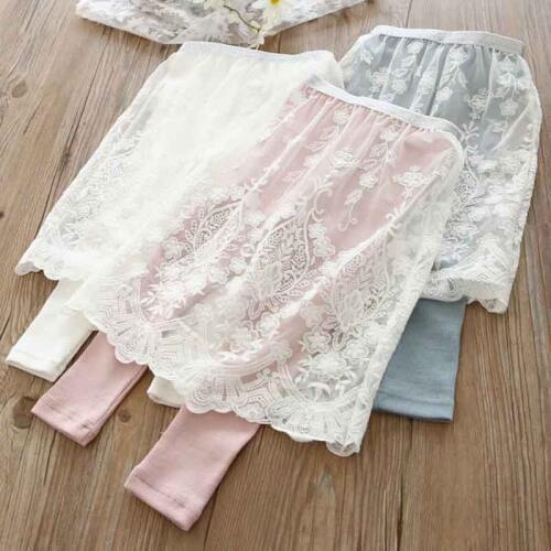 MERI AMMI Children Autumn Clothing Knitted Leggings With Lace Attachments For 2-9 Year Girl