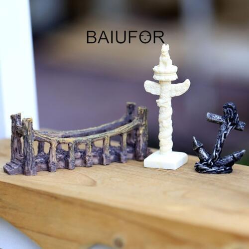 BAIUFOR Miniatures & Figurines Bridge Ships Anchor Ornamental Column Fairy Garden Decorations Resin Crafts Home Accessories
