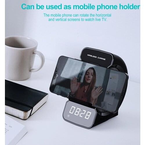 WD-200 Multifunction Wireless Charger Bluetooth Speaker Digital LED Display Alarm Clock Radio Charging Station with Phone Holder