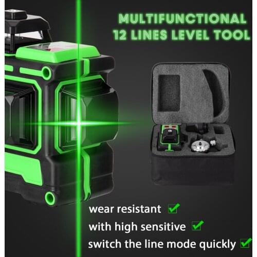 Multifunctional 3D 12 Lines Laser Level Tool Vertical Horizontal Lines with Self-leveling Function