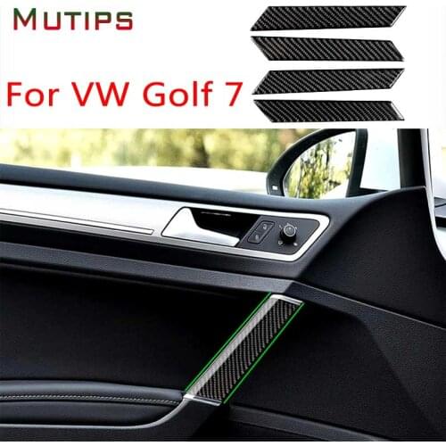 Mutips car door handle armrest bowl trim cover 4 pcs carbon fiber stickers Interior Accessories for VW Golf 7 gti mk7 2013-2017