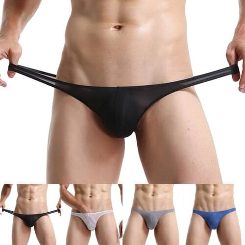 Men Sexy Perspective Underwear Mens Thongs Quick Dry Bikini Briefs Gay G-string Jockstrap Tanga Mini T-back Low Waist Underpant