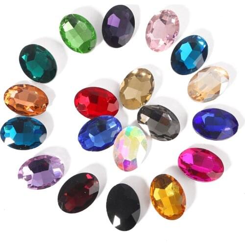 50Pcs 6x8mm Glue On Crystal Glass Rhinestones White Black Red Yello Blue Green Purple Pointback DIY Paste Stick on Rhinestone