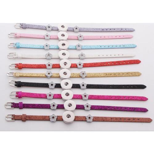 10colors cheaper PU snap button bracelet fit 18mm button armband jewelry snap button diy jewelry for women girls