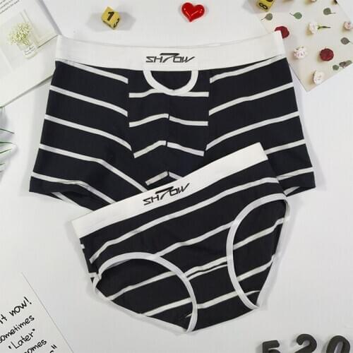 2020 New Cotton Striped Couples Panties Fashion Mens Boxer Womens Triangle Underwear Comfortable Breathable Lovers' Underwear