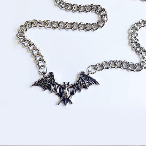 Alloy Bat Charm Necklaces For Women Men Punk Accessories Silver Color Chain On The Neck Choker Animal Pendant Necklace Jewelry