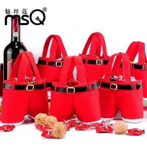Happy Christmas Gift Bag Santa Pants Wedding Candy Supplies Festive Party Pendant Drop Ornaments New Year