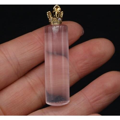 Natural Stone Rose Quartz Pendants Cylindrical exquisite Charm for Jewelry Making Diy earring necklace Bracelet accessories