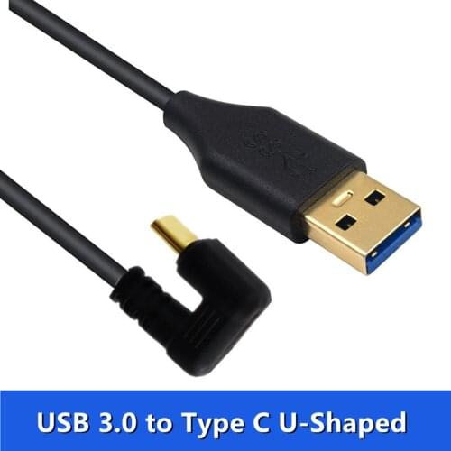 0.2M 1M 1.8M Gold-Plated USB 3.0 A Type Male to Type-C U-Shaped Elbow Data Charging Adapter Cable 5Gbps