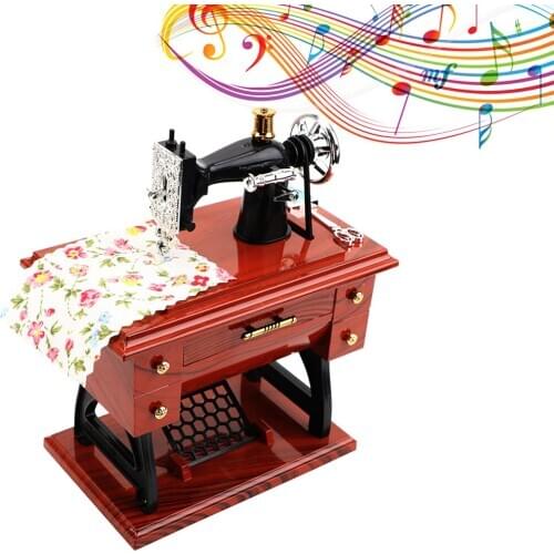 Hand Crank Vintage Music Boxes Home Decor Christmas Gift New Year Gift Birthday Gifts Mini Sewing Machine Style Music Box