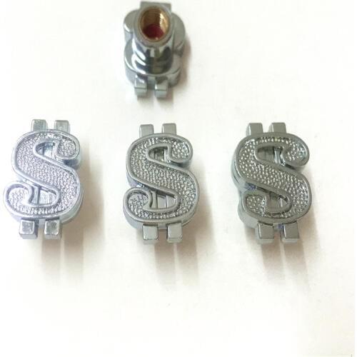 Car Styling Gold Sliver Dollar Tire Valve Cap Tyre Air Valve Stem Caps For Car Truck Motorcycle Bike Wheel Rims 40pcs/lot