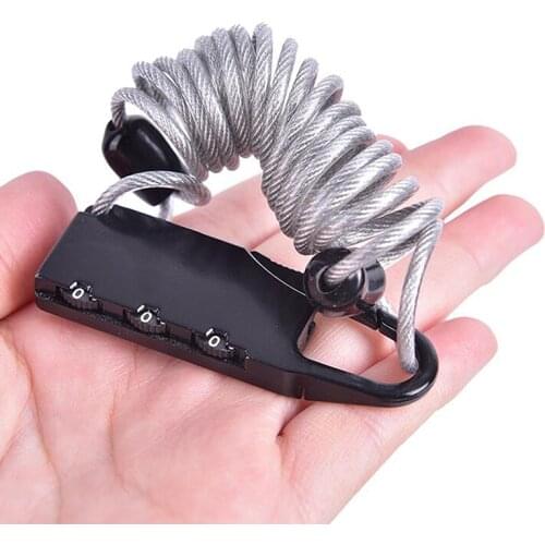 Bicycle Lock Anti-theft Mini Helmet Lock Motorcycle Cycling Scooter 3 Digit Combination Password Safety Cable Lock Accessories