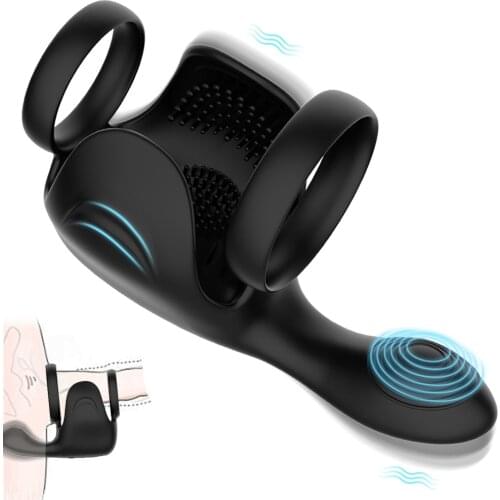 Vibrating Penis Massager Ring for Men Male Masturbator 10 Modes Penis Massager Scrotum Delay Ejaculation Long-Lasting Trainer