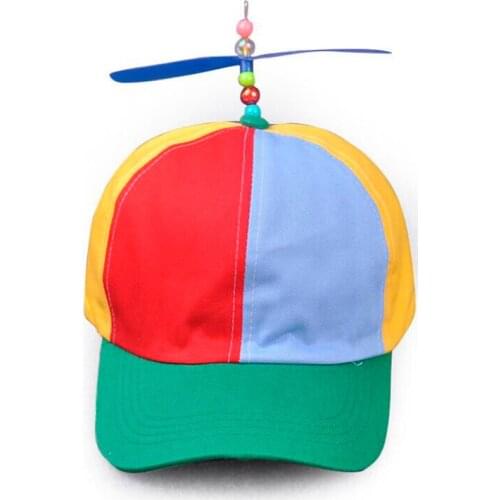 Funny Adult Propeller Baseball Caps Colorful Patchwork Brand Hat Propeller Bamboo Dragonfly Children Boys Girls Snapback
