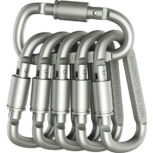 1 Pack Locking Carabiner Clip, Spring Loaded Aluminum D Ring Light Weight, for Outdoor Camping, Organizing, Keychain, Gate Lock