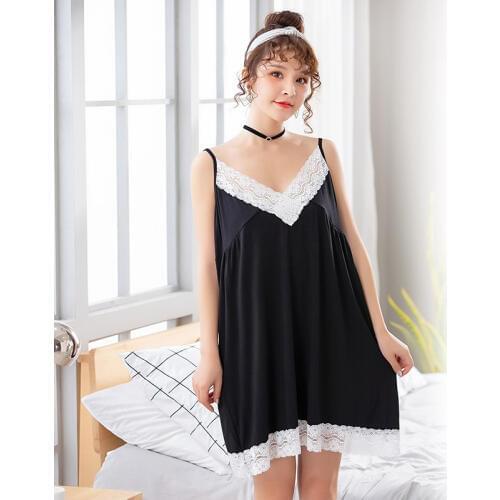 Women Nightgowns Cotton Night Dress Sexy Sphagetti Strap V-neck Lace Casual Home Dress 4XL 5XL Night Shirt Sleepwear