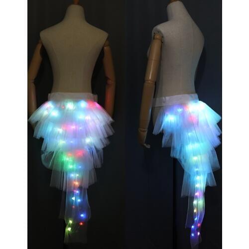 Women LED Ballet Skirt Dance Clothes Ballet Fashion Sexy Black Swan Mesh LED Costume Dance Skirt