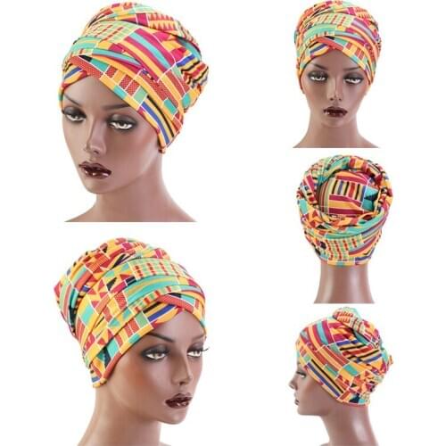 Women Cotton Pattern Hair Styling Caps Headscarf Ladies Scarf Hat Headwrap Long Tail Night Sleeping Cap Hair Styling Accessories