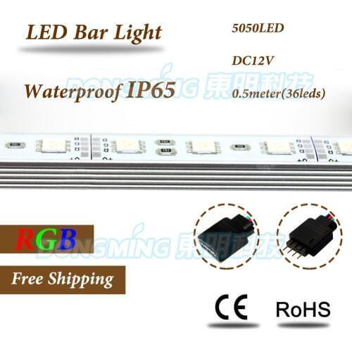 100pcs 50cm led aluminium profile with U groove 5050 36leds led hard strip waterproof IP65 led strip light bar connector