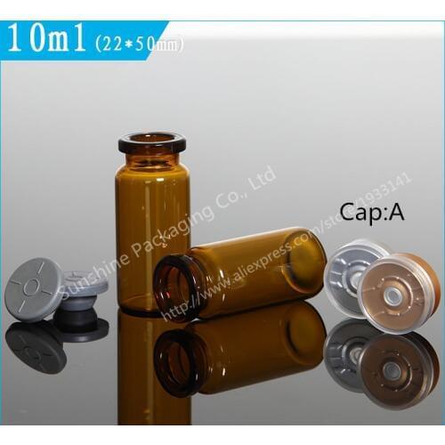 100Pcs/lot 10ml Amber/Brown Injection Glass Vial With Flip Off Cap, 1/3oz Glass Bottle, 10cc Glass Containers