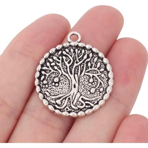 20 x Tibetan Silver Life Tree Round Charms Pendants Beads for DIY Necklace Bracelet Jewelry Making Findings 33x29mm