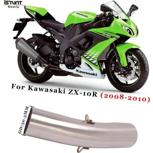 2008 2009 2010 Motorcycle Escape Exhaust For Kawasaki ZX-10R zx10r Modified 51mm interface Stainless Steel Middle Link Pipe