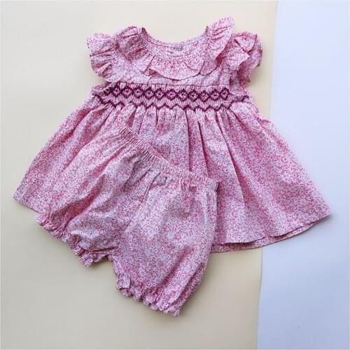 2019 Summer Spain Girls Cotton soft Clothes Baby Girls Floral Sweet 1-3Years Old Girls Boutique Outfits Toddler Girl Clothes