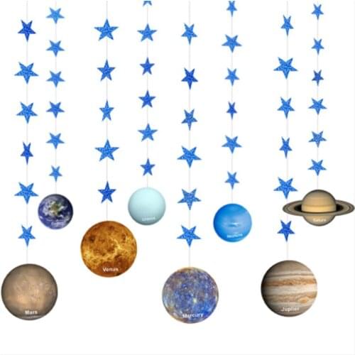 2021 Outer Space Galaxy System Theme Garland Baby Shower Eight Planets Banner Birthday Party Decorations Kids Bedroom Decor DIY