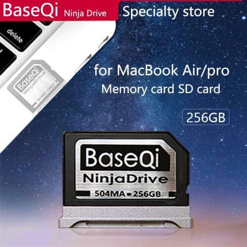 BaseQi Ninja Drive Aluminum 256GB Memory Card SD Card for MacBook Air 13" and MacBook Pro 13" / 15"