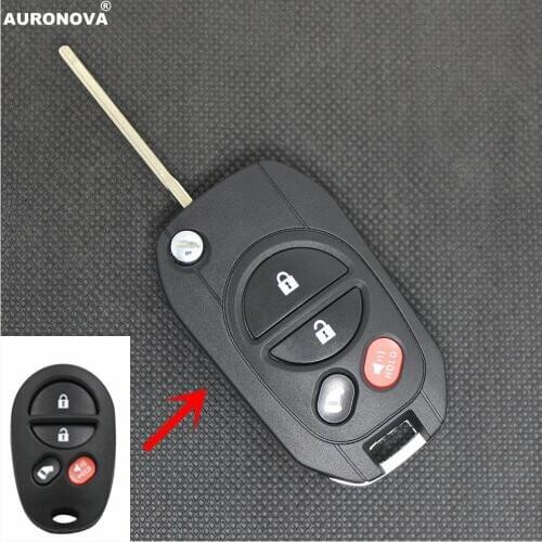AURONOVA Modified Flip Folding Key Shell for Toyota Sequoia Highlander Sienna Tacoma Tundra 3+1 Buttons TOY43 Car Key Case Cover