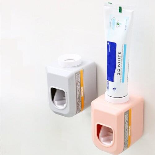 Automatic Toothpaste Dispenser Wall Mount Dust-proof Toothbrush Holder Wall Mount Storage Rack Bathroom Accessories Set Squeezer