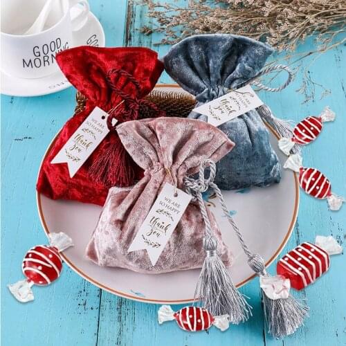 Velvet Drawstring Bags Vintage Flannel Pouches Christmas Wedding Jewelry Candy Bag Baby Shower Packaging Supplies 2021 Fashion
