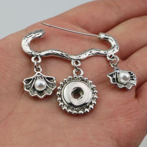 Wholesale New trendy Snap Button Brooches Diy Snap Pins Fit 18/12mm Metal Button Snap Jewelry XZ002