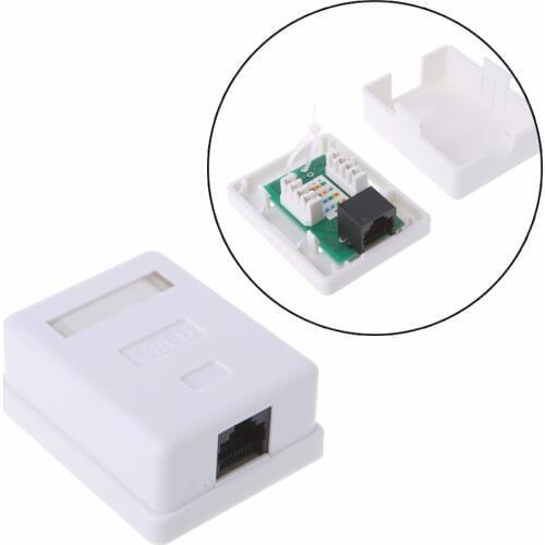 Cat6 RJ45 8P8C Wall Coupler Jack Adapter UTP Unshielded Single Port Desktop Mount Box White C26